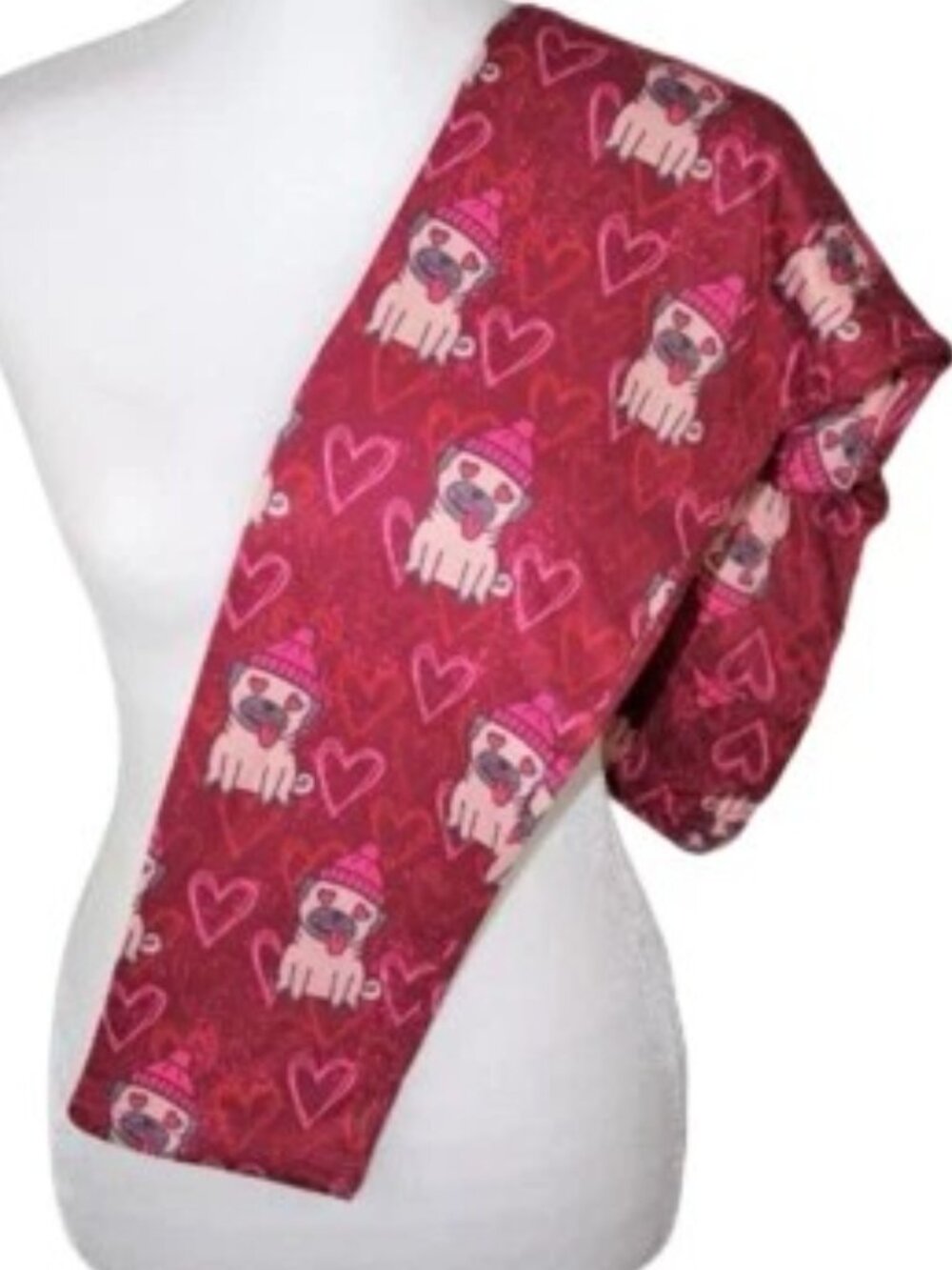 Women's OS One Size Valentines Day Pug Leggings Hearts Dog Lover Puppy